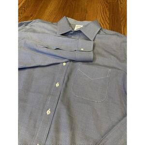 Brooks Brothers Men's Regent Blue Houndstooth Check Supima Cotton Pocket 17.5 35